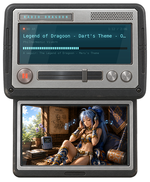 Player da Rádio Dragoon no modo expandido, com a arte da faixa